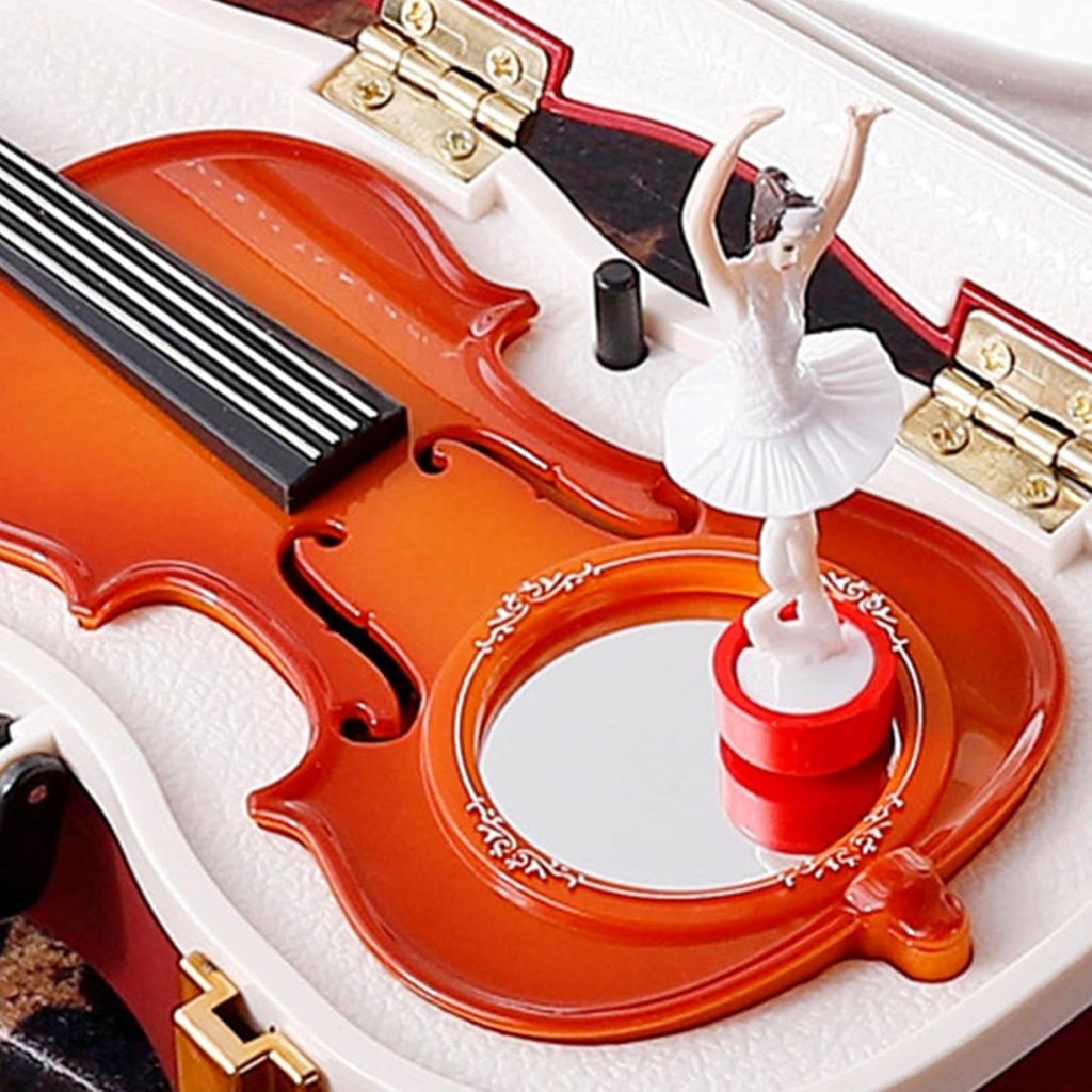 Boîte à Musique Vintage avec Déesse Rotative et Mécanisme de Violon – صندوق موسيقى مع آلية كمان - الصورة 7