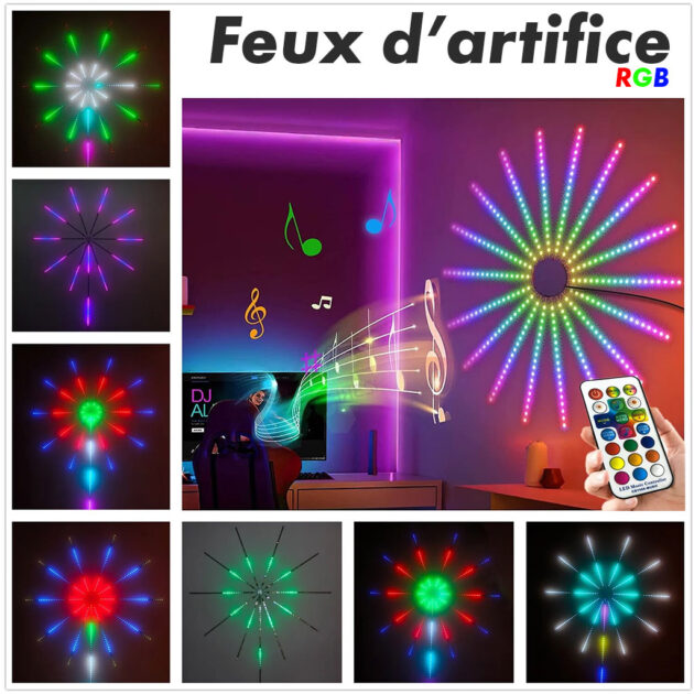 feux d’artifice app smart control ic led rgb light décoration de la maison