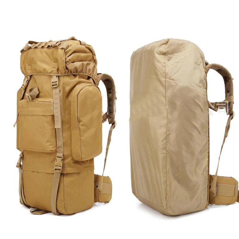 sac à dos randonnée professionnel en toile de camouflage étanche à double épaule 90 l – kaki