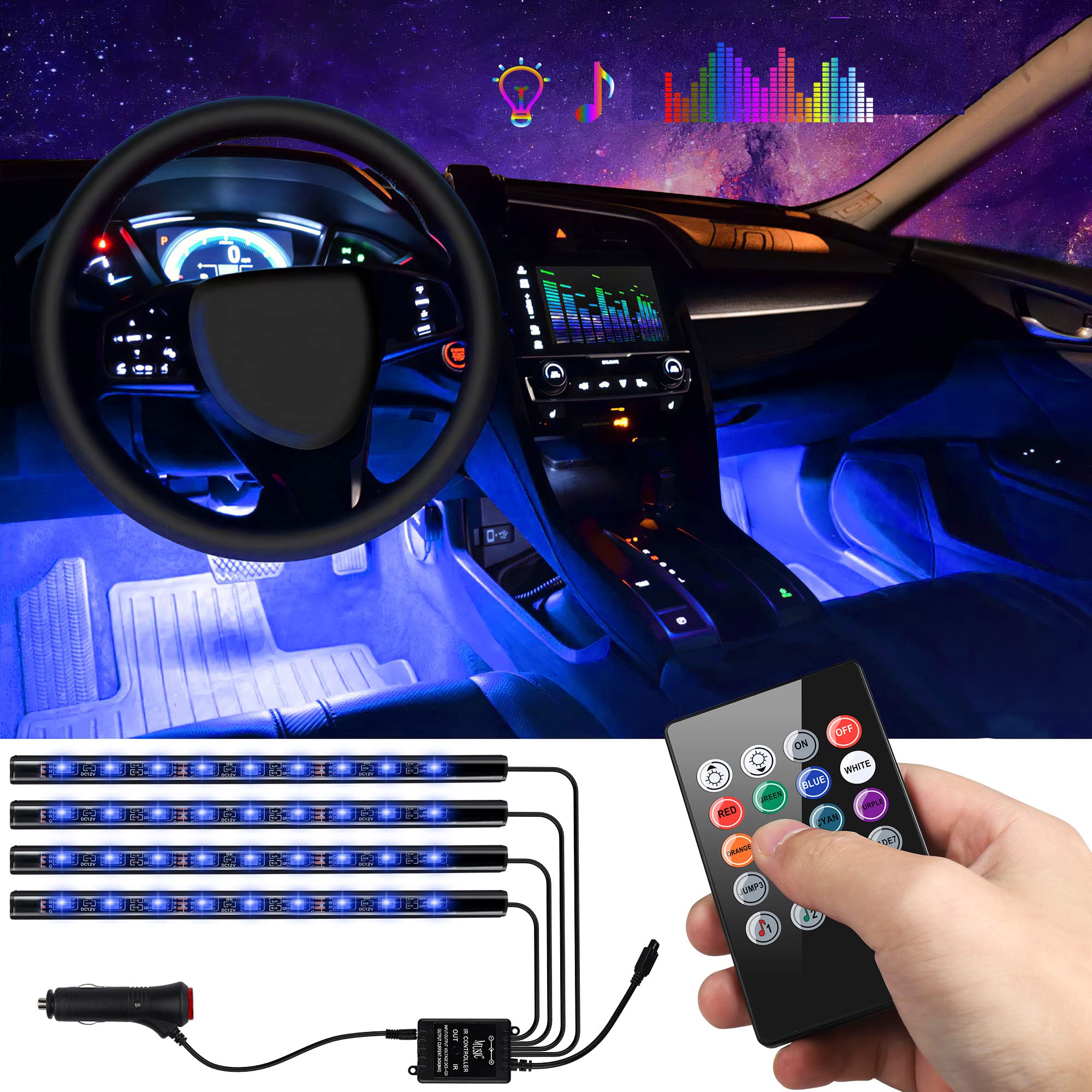 sound atmosphere lamp 48 led pour voiture