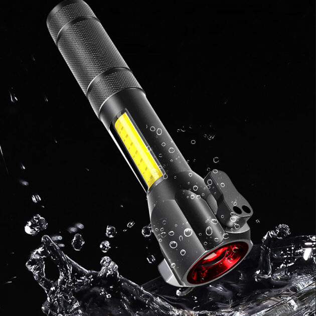 lampe de poche rechargeable à led avec brise vitre intégré 300 lumens