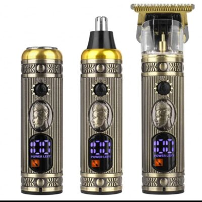 Ensemble  de rasoir électrique pour hommes, tondeuse pour barbe et nez, chargeur USB, avec écran LCD