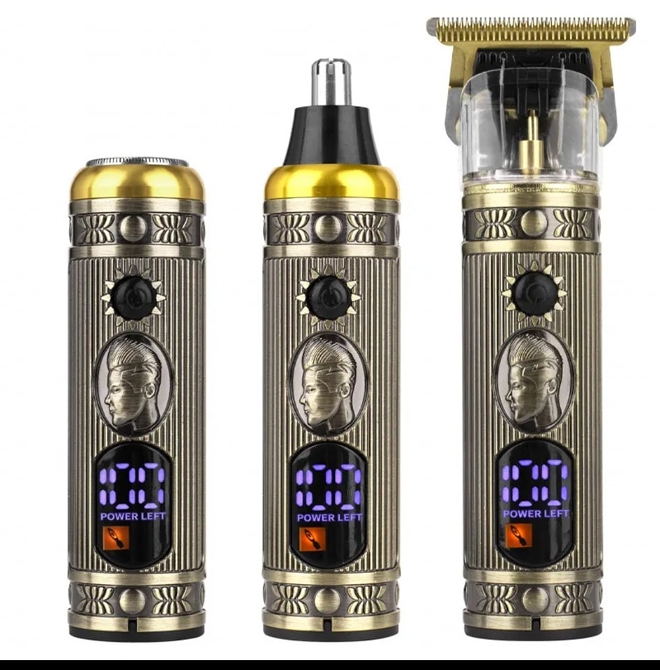 Ensemble de rasoir électrique pour hommes, tondeuse pour barbe et nez, chargeur USB, avec écran LCD