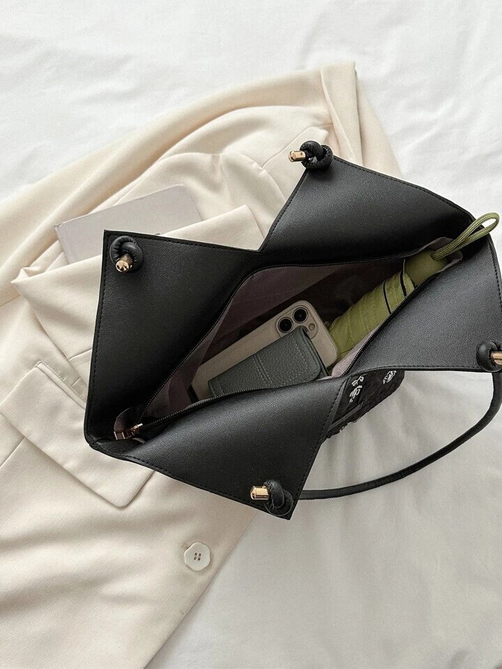 حقيبة كتف بنقشة زهور مع تصميم رقعة حروف - الصورة 5