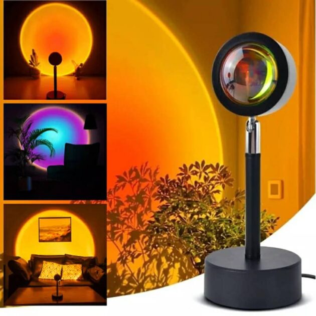 projecteur de coucher de soleil rotatif à 180 ° usb décoration murale