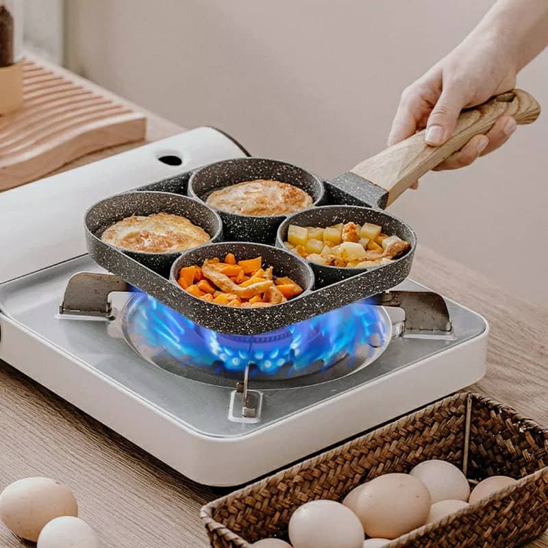 مقلاة ألومنيوم غير لاصقة للكريب والبيض بأربعة ثقوب - الصورة 2