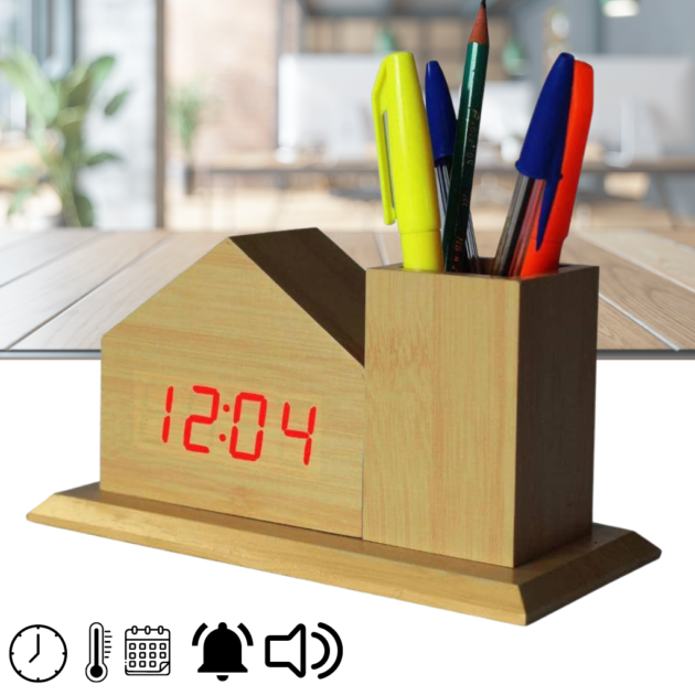 digital wooden clock sound control vst 879