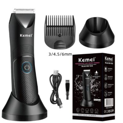 kemei tondeuse sans fil lavable pour l'aine et le corps pour hommes et femmes km 1838