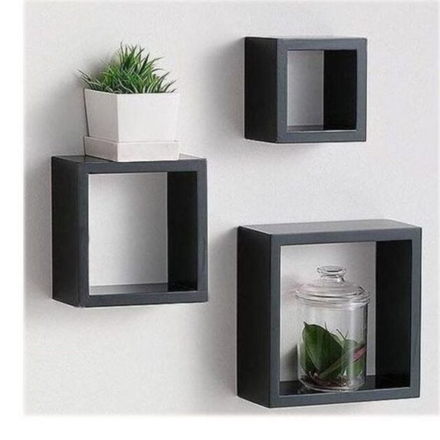 3 Étagères murale en bois de décoration forme carrée