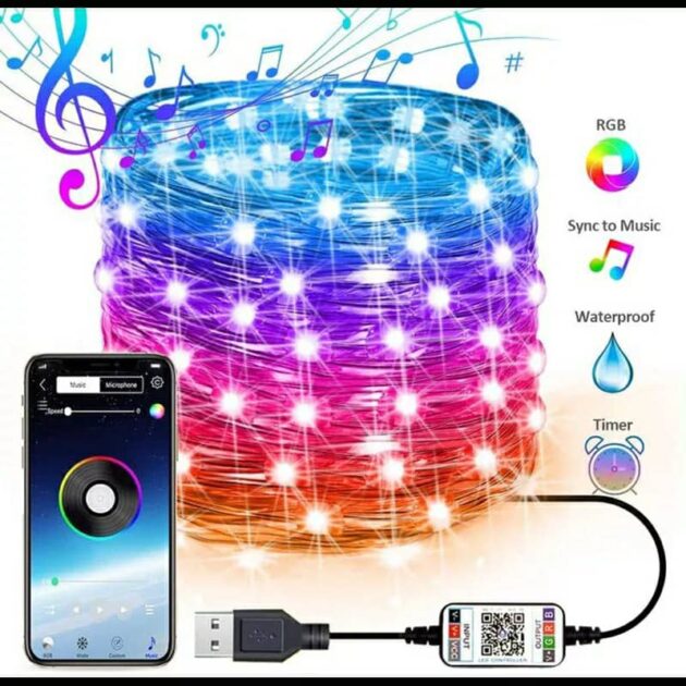 led strip lumineuse intelligente 5m usb bluetooth pour décoration