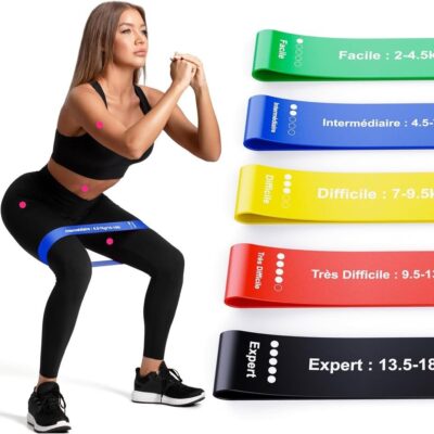 مجموعة من 5 قطع من أحزمة المقاومة المرنة للتدريب