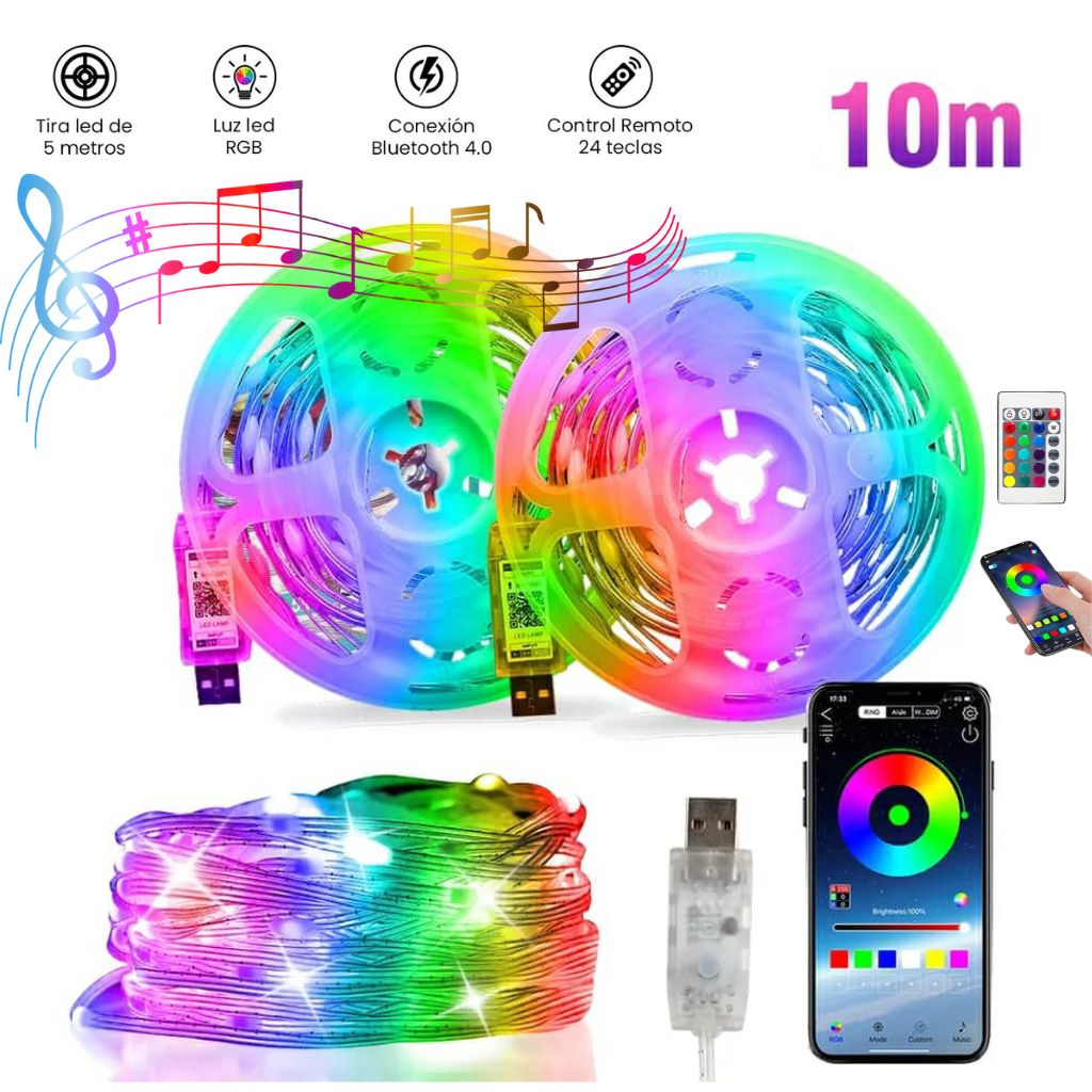 app smart led rgb 10m bluetooth/musique contrôle ip 65 étanche