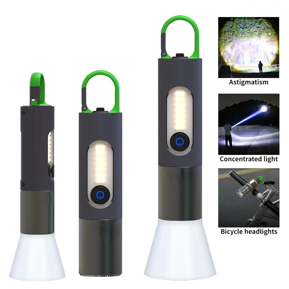 lampe de poche led zoomable 4 modes, rechargeables 1800mah