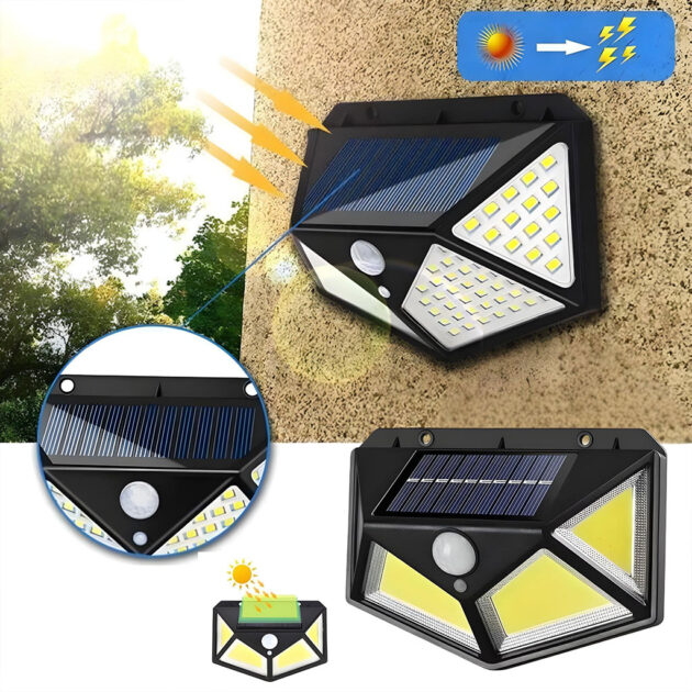 lampe solaire d'extérieur à 158 led avec détecteur de mouvement imperméable 3 modes d'éclairage idéal pour un jardin