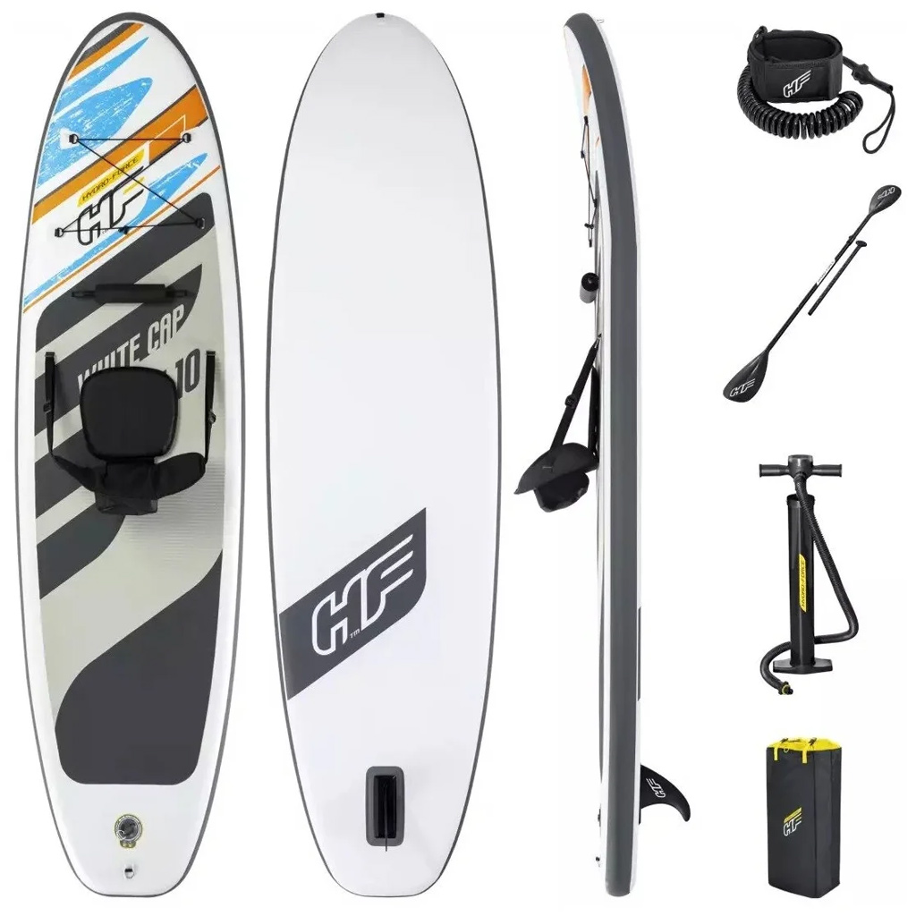 hydro force white cap paddle gonflable avec pompe À main et sac À dos bestway 65342