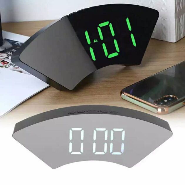 horloge numérique miroir grand écran pour chambre à coucher