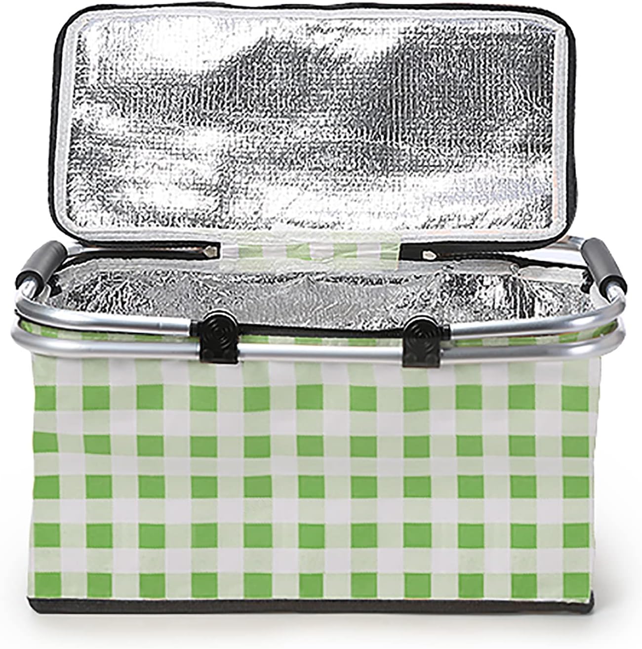 Panier de pique-nique a isolation thermique pliable portable avec couvercle et poignée en aluminium - الصورة 4