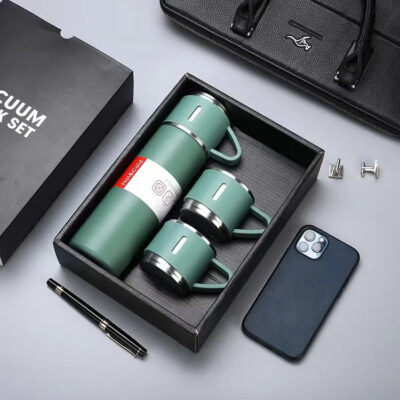 ensemble thermos avec 3 tasses thermique 500ml en acier inoxydable