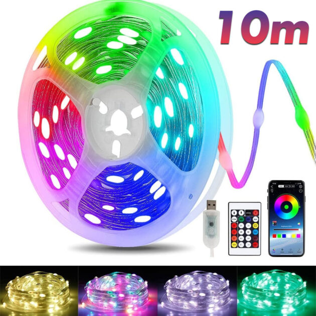 app smart led rgb 10m bluetooth/musique contrôle ip 65 étanche