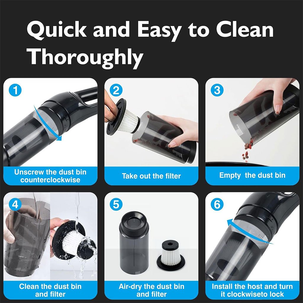 مكنسة كهربائية لاسلكية قابلة لإعادة الشحن للسيارة بقوة - الصورة 3