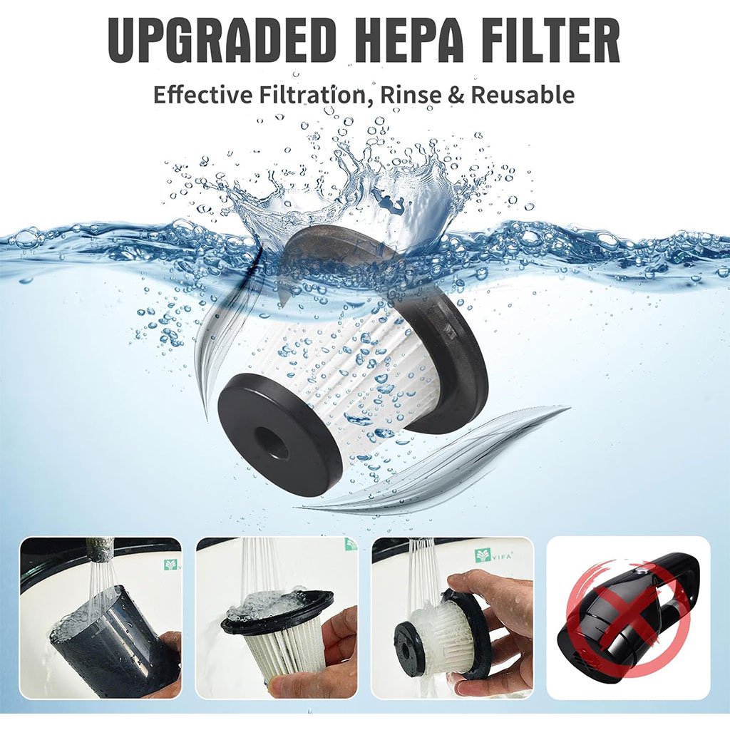 مكنسة كهربائية لاسلكية قابلة لإعادة الشحن للسيارة بقوة - الصورة 2