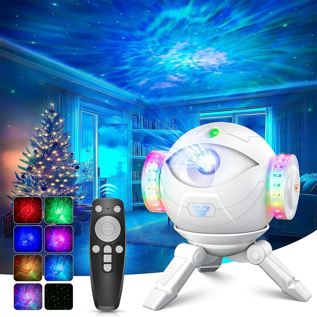 جهاز عرض مجرة رائد الفضاء مع إضاءة نجوم قابلة