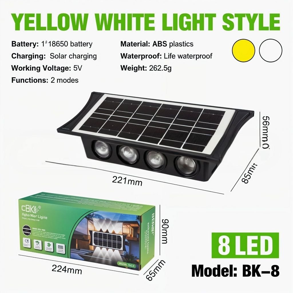 كشاف شمسي مقاوم للماء بمعيار للحديقة والشرفة - الصورة 2