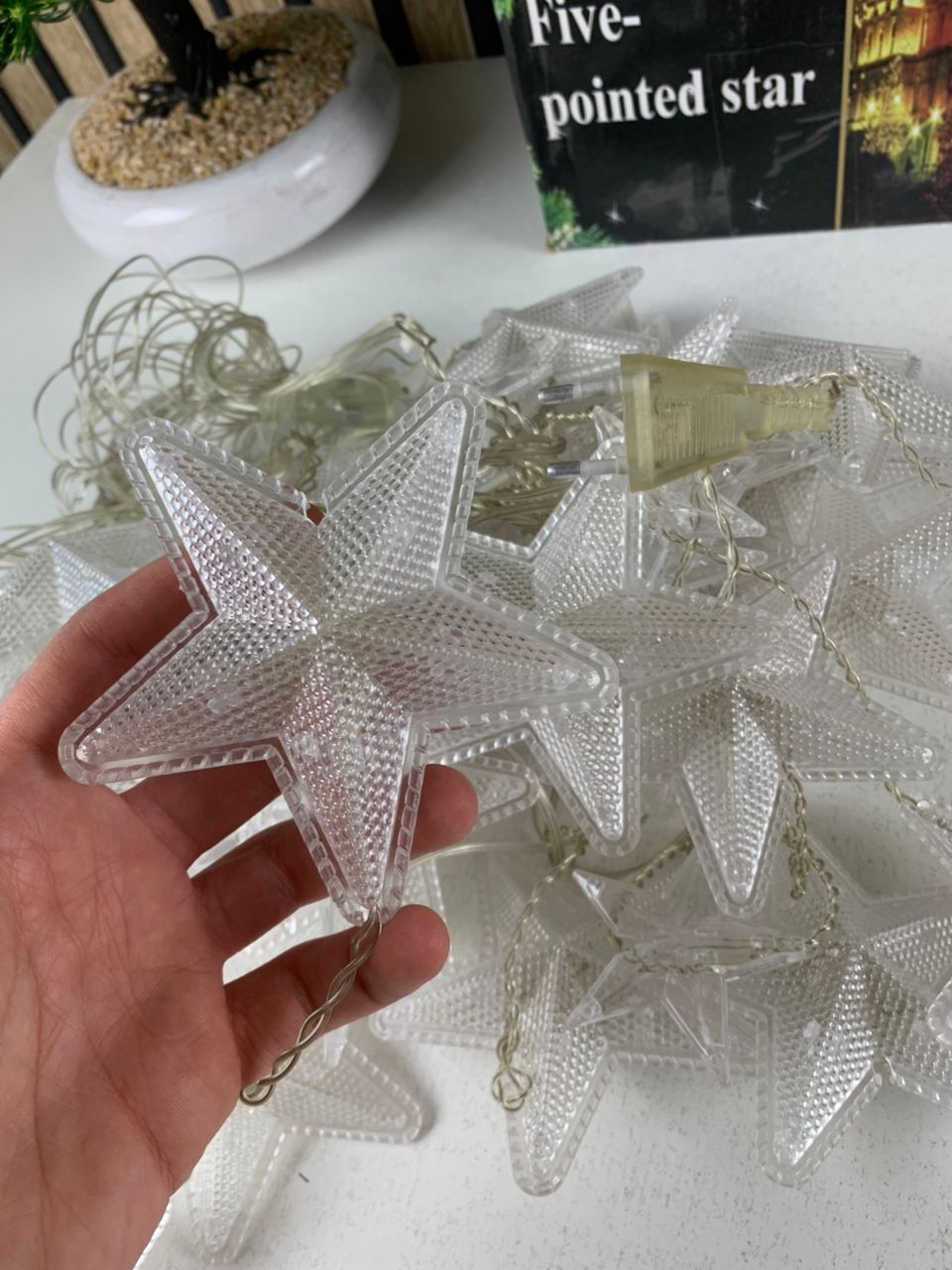 guirlandes lumineuses led à etoile 3m 2 modes v8 أضواء سلسلة نجوم وضعان تزينية