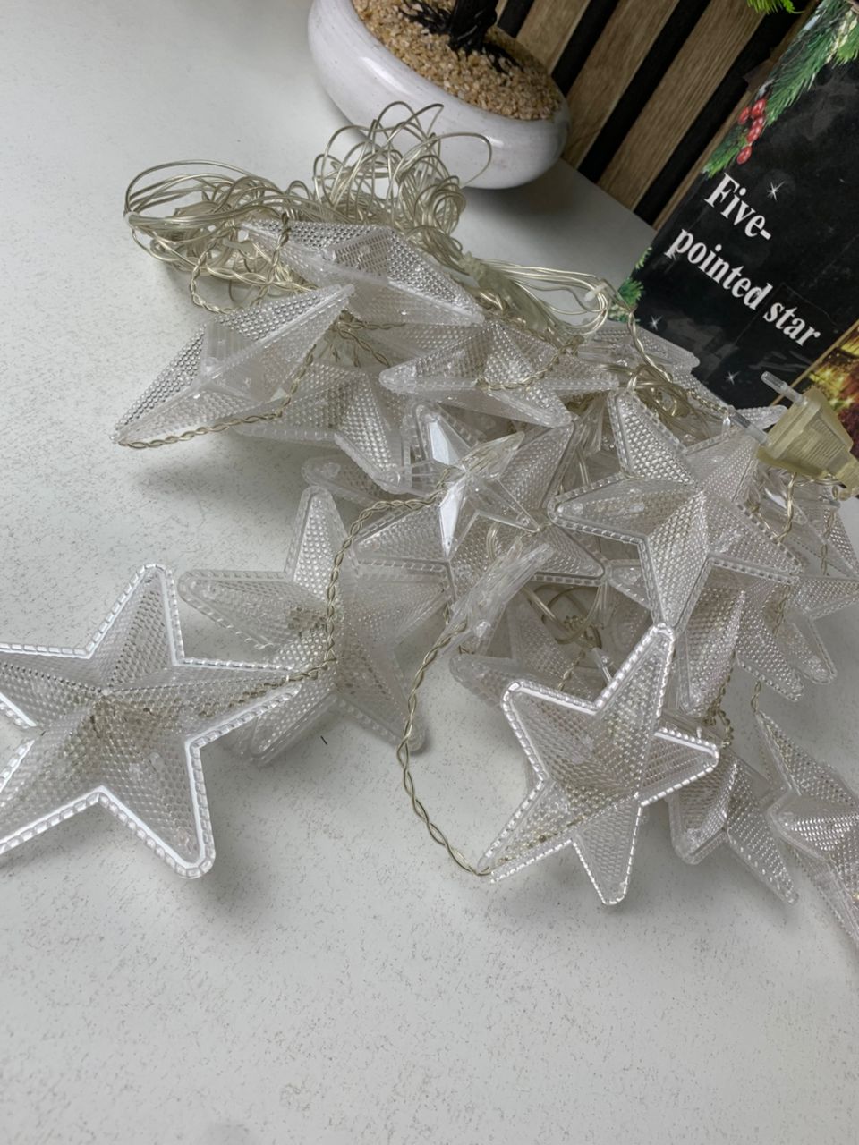 guirlandes lumineuses led à etoile 3m 2 modes v8 أضواء سلسلة نجوم وضعان تزينية