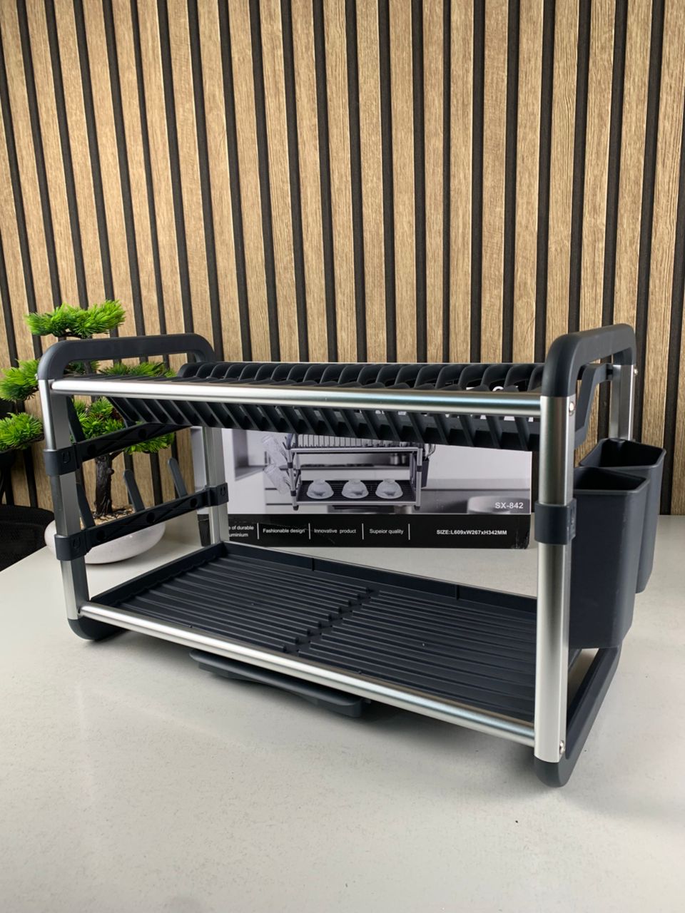 Egouttoir à Vaisselle en Aluminium de Haute Qualité 2 étages SX-842 – منظم أواني الغسيل - الصورة 3