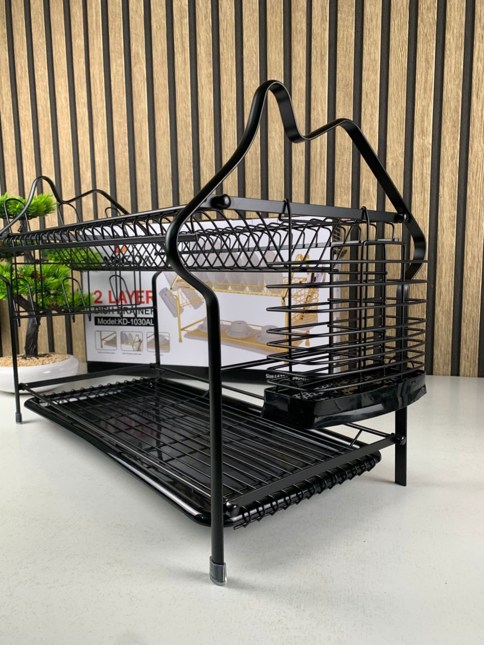 Égouttoir à vaisselle à 2 niveaux avec bac d’égouttage KD-1030AL – منظم أواني الغسيل - الصورة 2