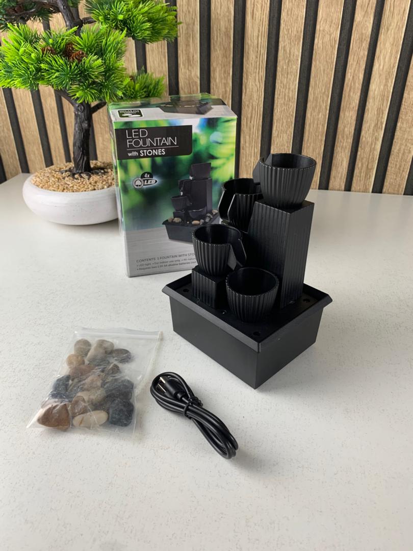 Fontaine à eau cascade avec éclairage LED pour décoration intérieure et ambiance V5 - الصورة 4