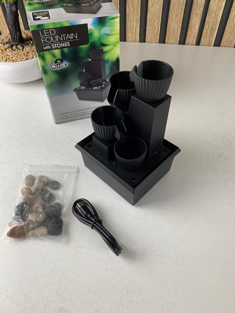Fontaine à eau cascade avec éclairage LED pour décoration intérieure et ambiance V5 - الصورة 3