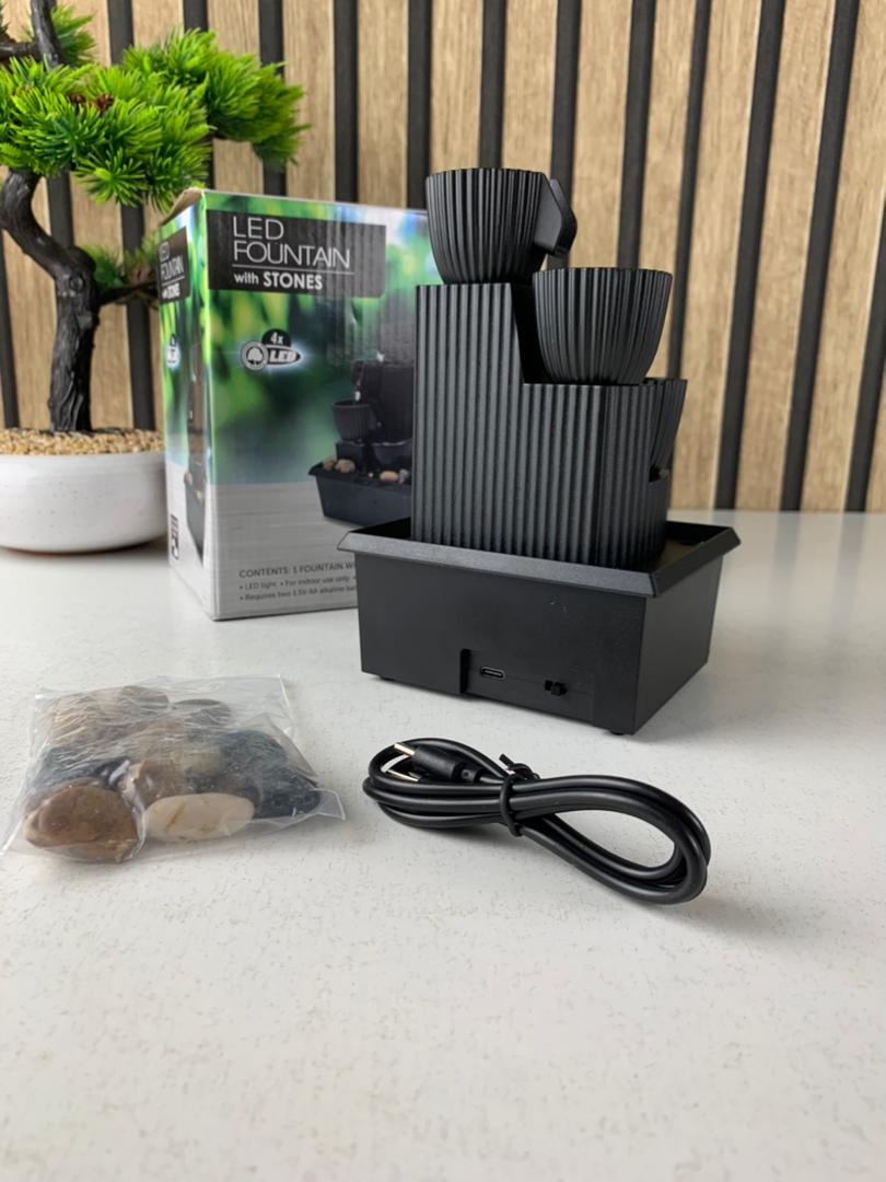 Fontaine à eau cascade avec éclairage LED pour décoration intérieure et ambiance V5 - الصورة 2