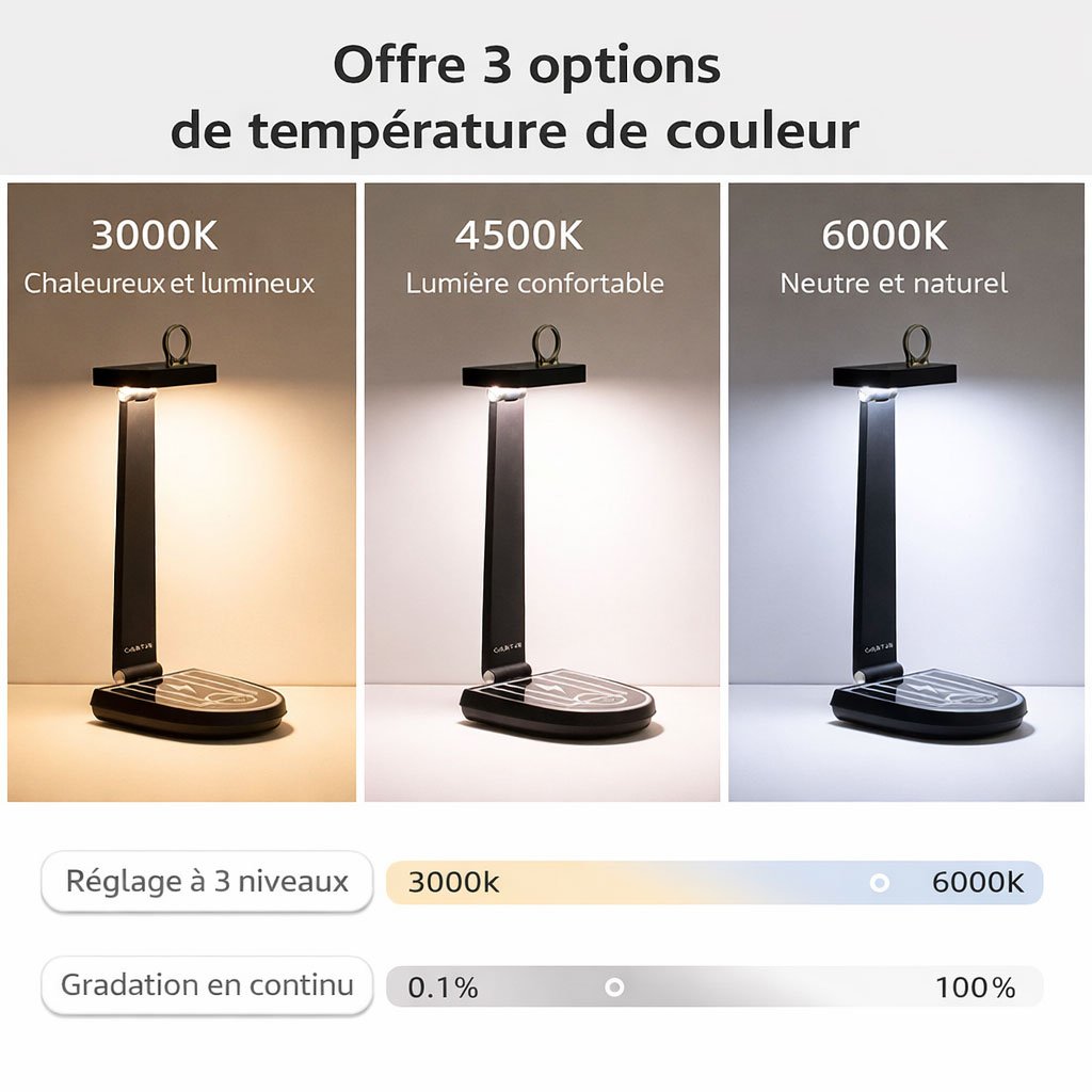 مصباح مكتبي لاسلكي بقوة 15 واط وشاحن للهاتف المحمول - الصورة 2