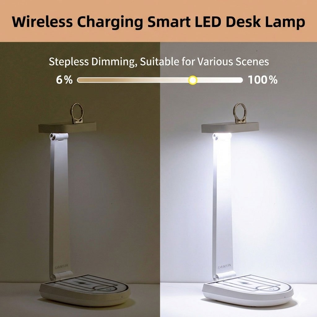 مصباح مكتبي لاسلكي بقوة 15 واط وشاحن للهاتف المحمول - الصورة 4