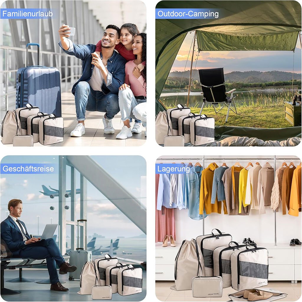 مجموعة من 6 حقائب سفر قابلة للتوسيع والضغط للحقائب - الصورة 7