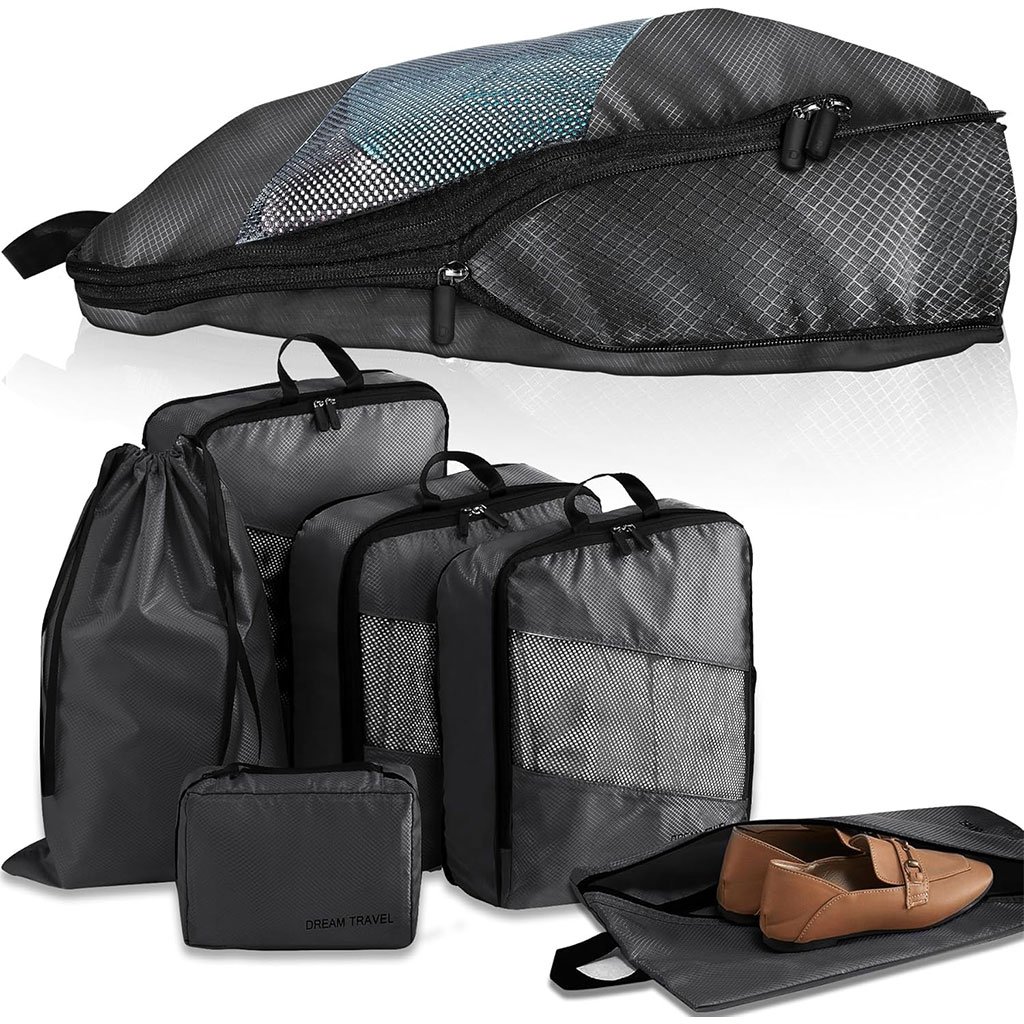 مجموعة من 6 حقائب سفر قابلة للتوسيع والضغط للحقائب - الصورة 4