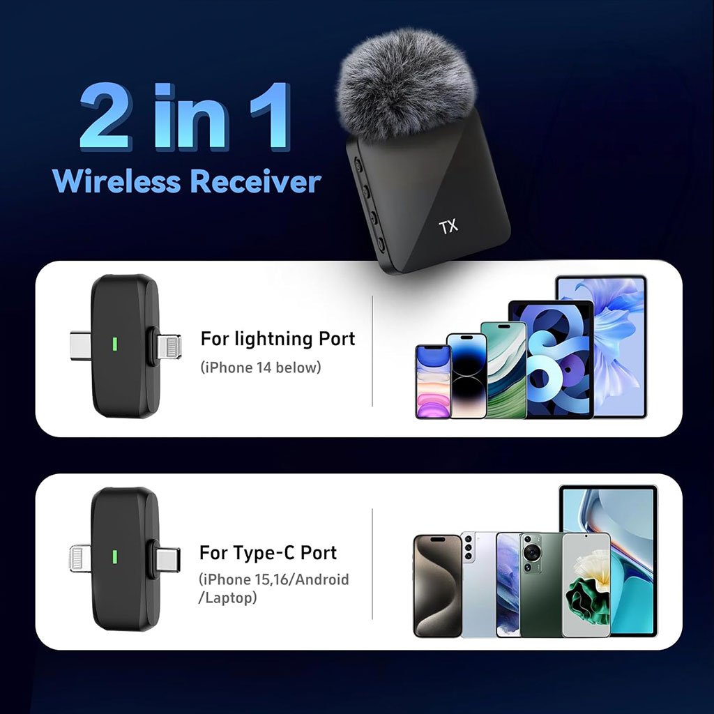 ميكروفون لاسلكي 2 في 1 لأجهزة و F15 - الصورة 2