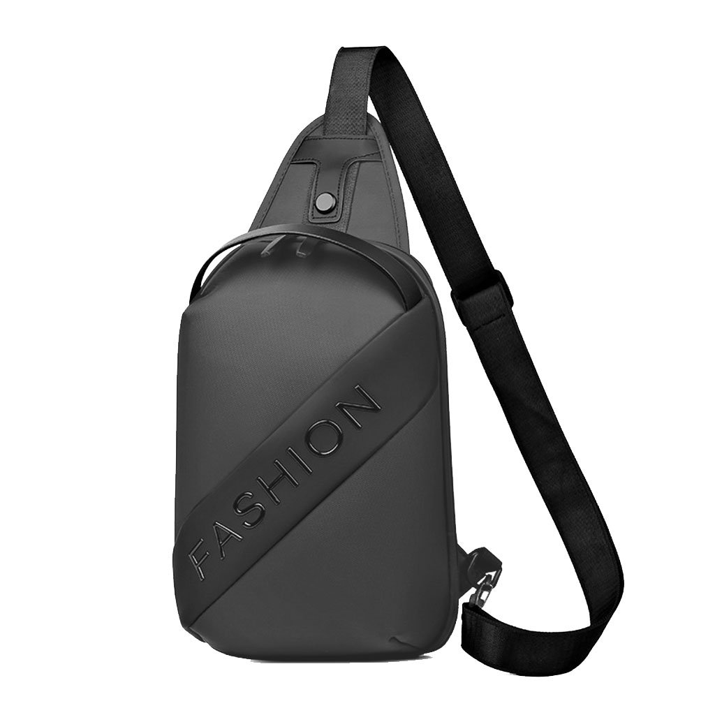 حقيبة صدر رجالية سوداء أنيقة وعملية مع حزام كتف - الصورة 3