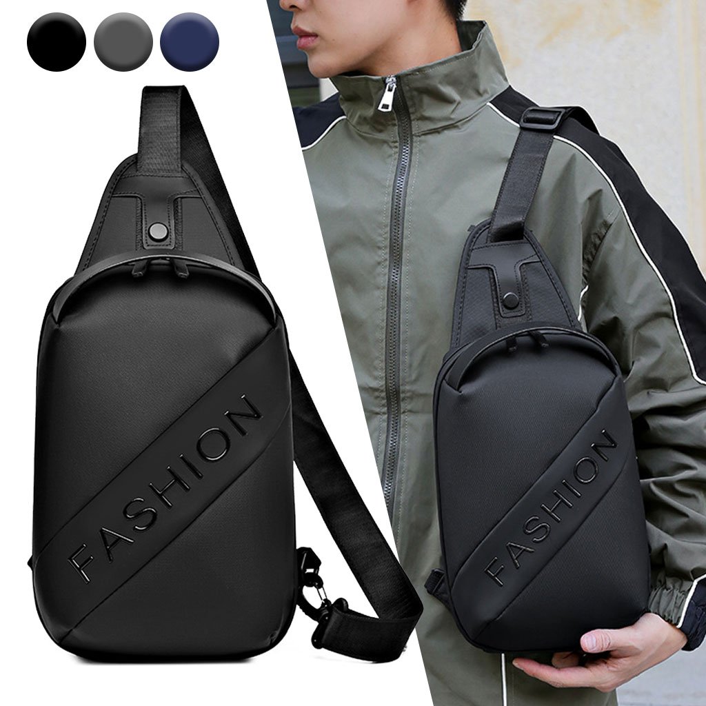 حقيبة صدر رجالية سوداء أنيقة وعملية مع حزام كتف