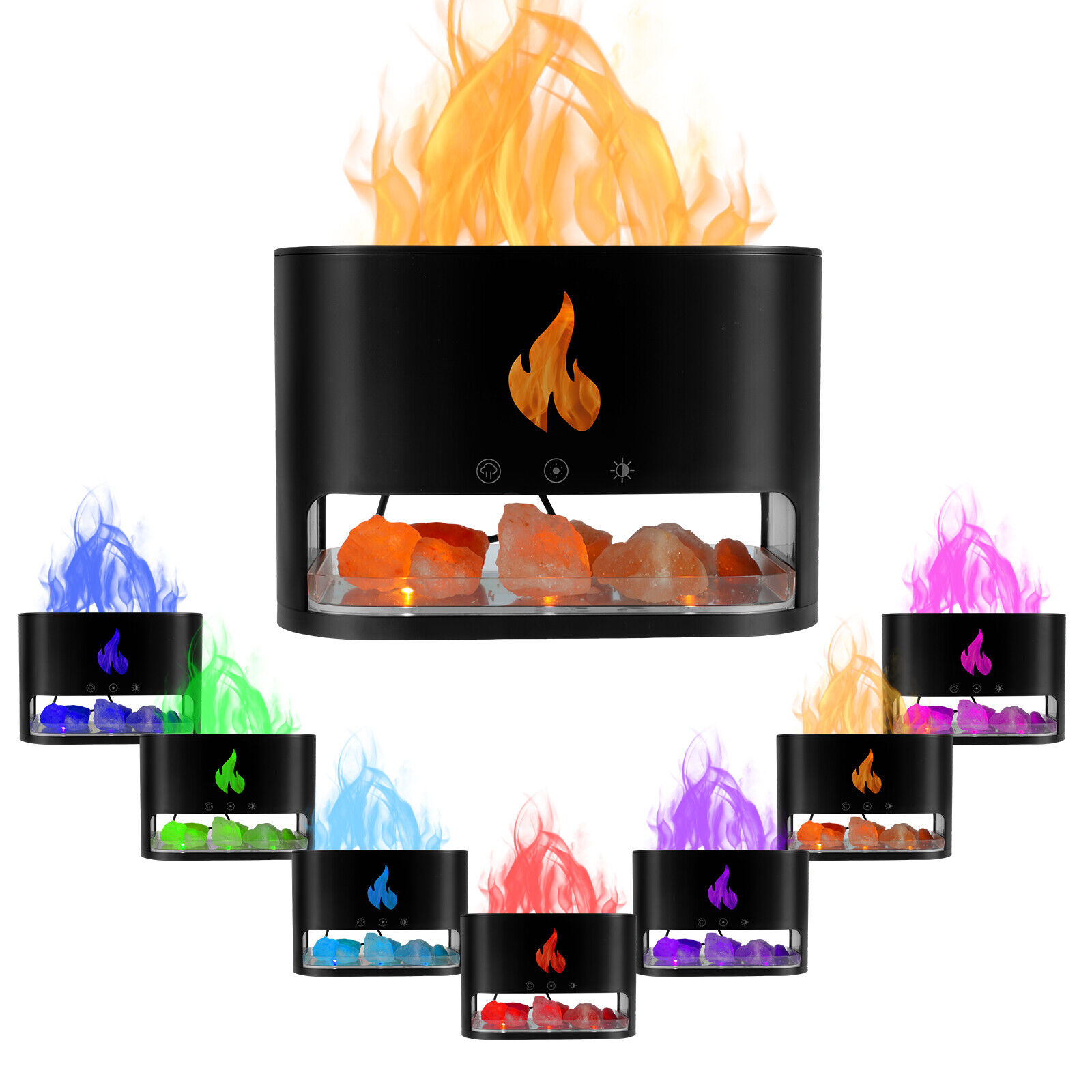 Diffuseur d'huiles essentielles flamme avec des roches de sel de cristal 250ML - موزع روائح الزيوت العطرية باللهب مع صخور الملح الكريستالي 250 مل - الصورة 6