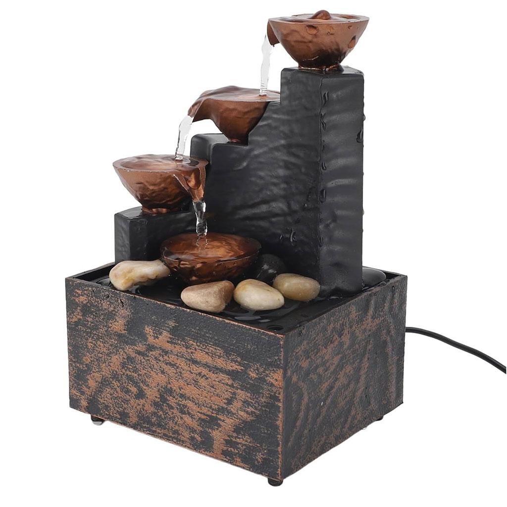 Fontaine à eau cascade avec éclairage LED pour décoration intérieure et ambiance V1 - الصورة 5