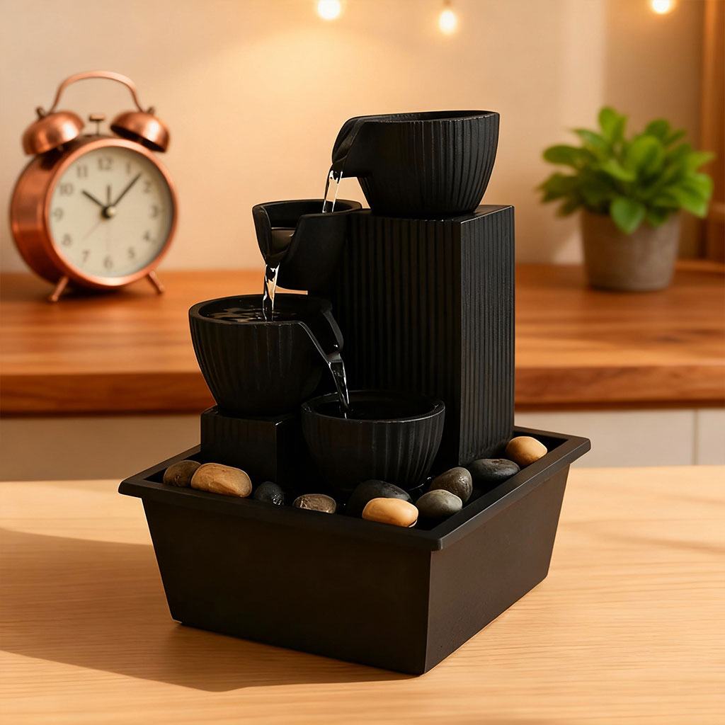 Fontaine à eau cascade avec éclairage LED pour décoration intérieure et ambiance V5 - الصورة 6