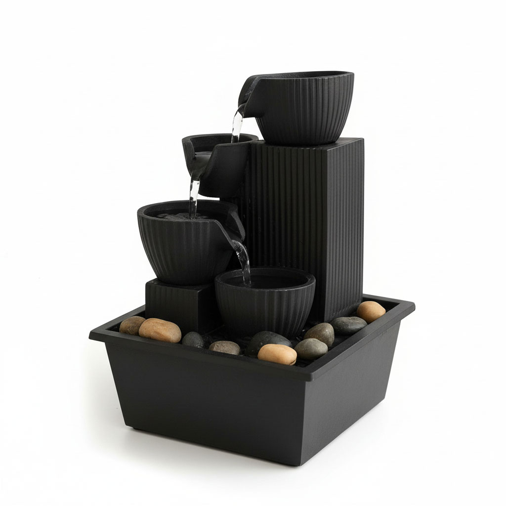 Fontaine à eau cascade avec éclairage LED pour décoration intérieure et ambiance V5 - الصورة 5