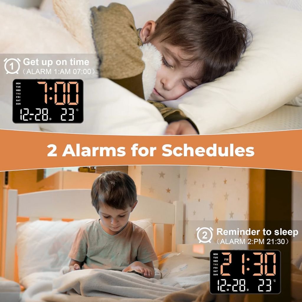 ساعة منبه رقمية بشاشة كبيرة مقاس 7.2 بوصة - الصورة 5