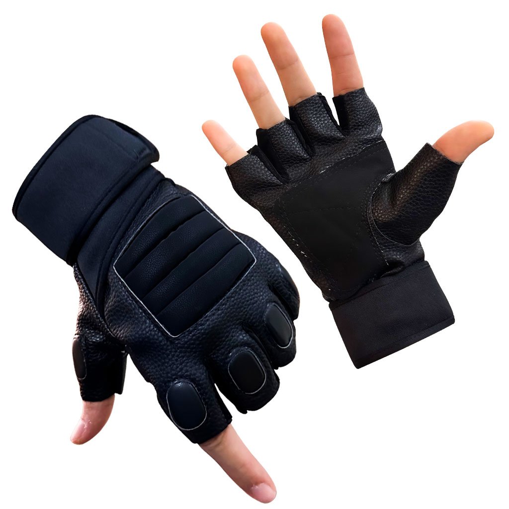 قفازات تكتيكية للدراجات النارية بنصف أصابع مانعة - الصورة 2