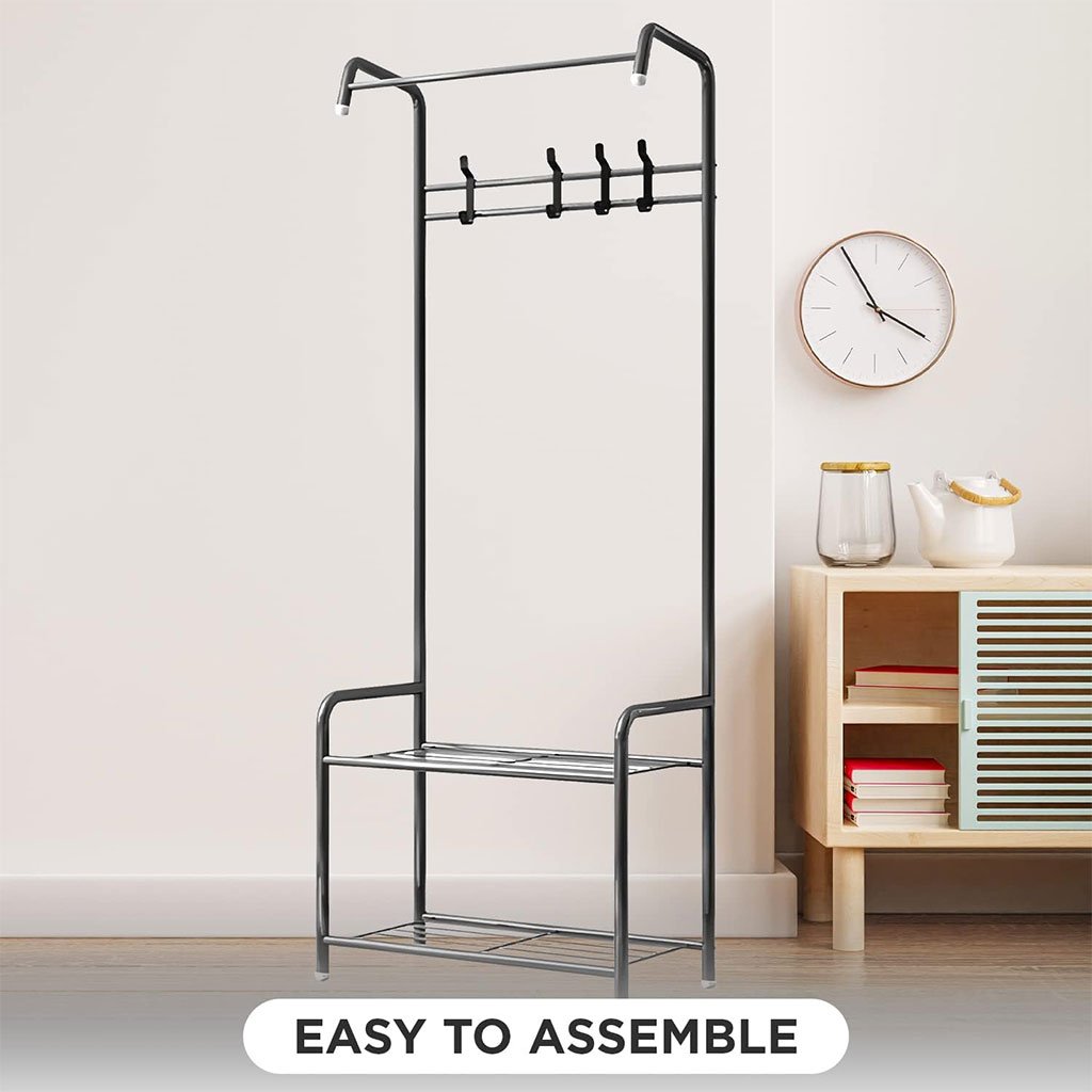 رف معاطف معدني ومنظم أحذية مع علاقات 21 - الصورة 7