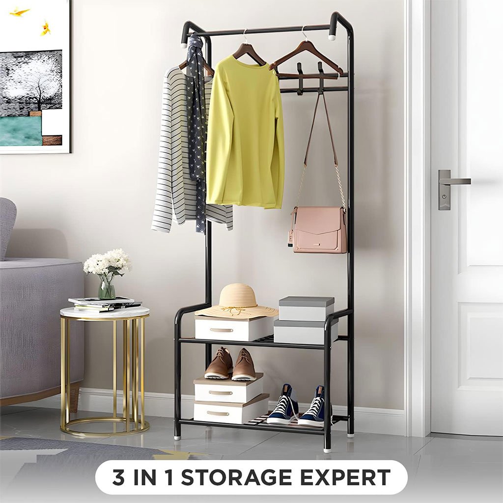 رف معاطف معدني ومنظم أحذية مع علاقات 21 - الصورة 5