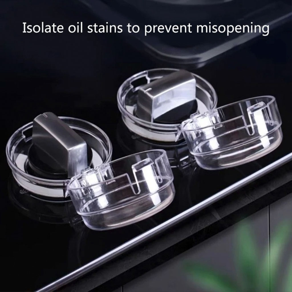 Pack de 4Pcs protections transparentes universelles pour boutons de cuisinière à gaz – طقم أغطية أزرار موقد الطبخ - الصورة 4